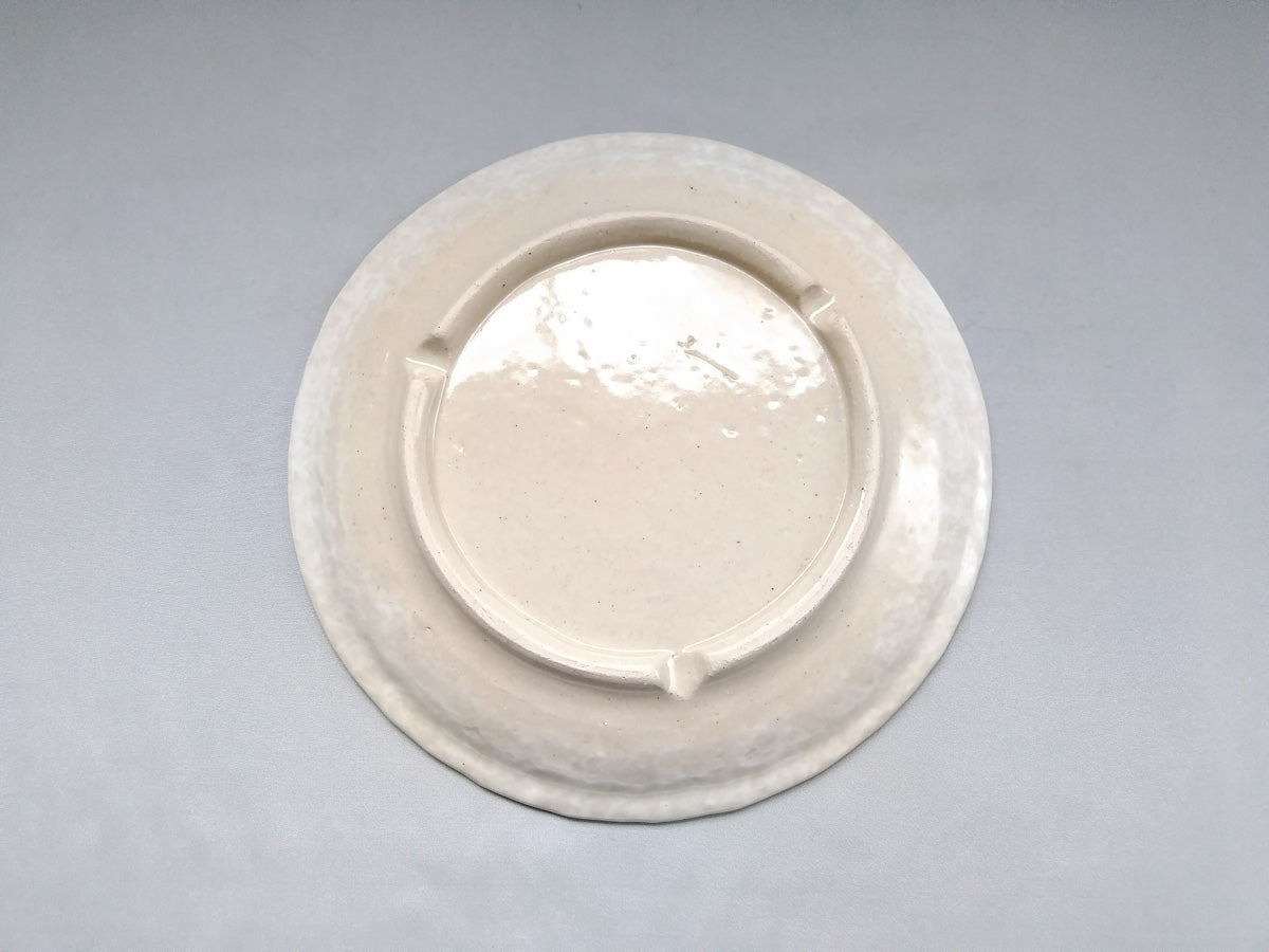 粉引地牡丹7.5寸丸皿 青【加藤芳平】