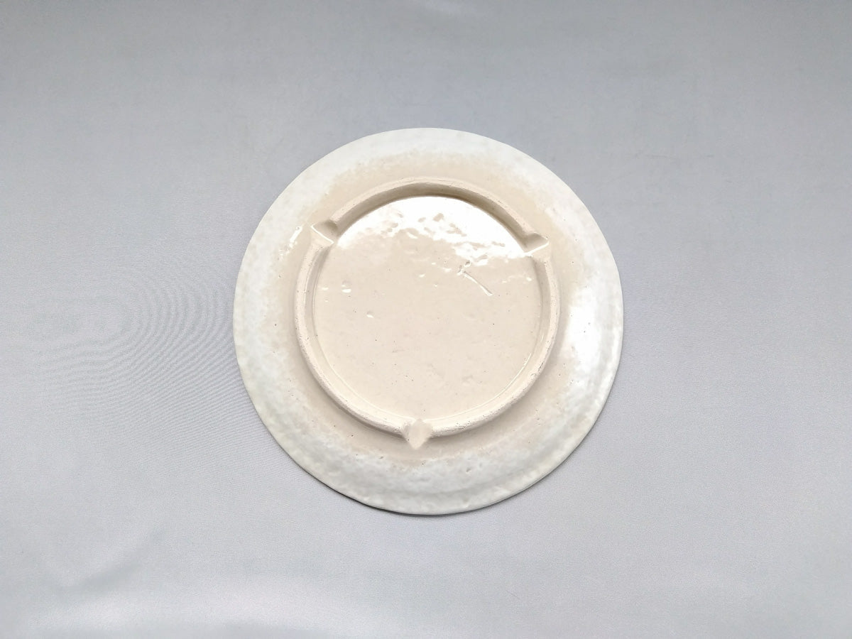 粉引地牡丹6.5寸丸皿 赤【加藤芳平】