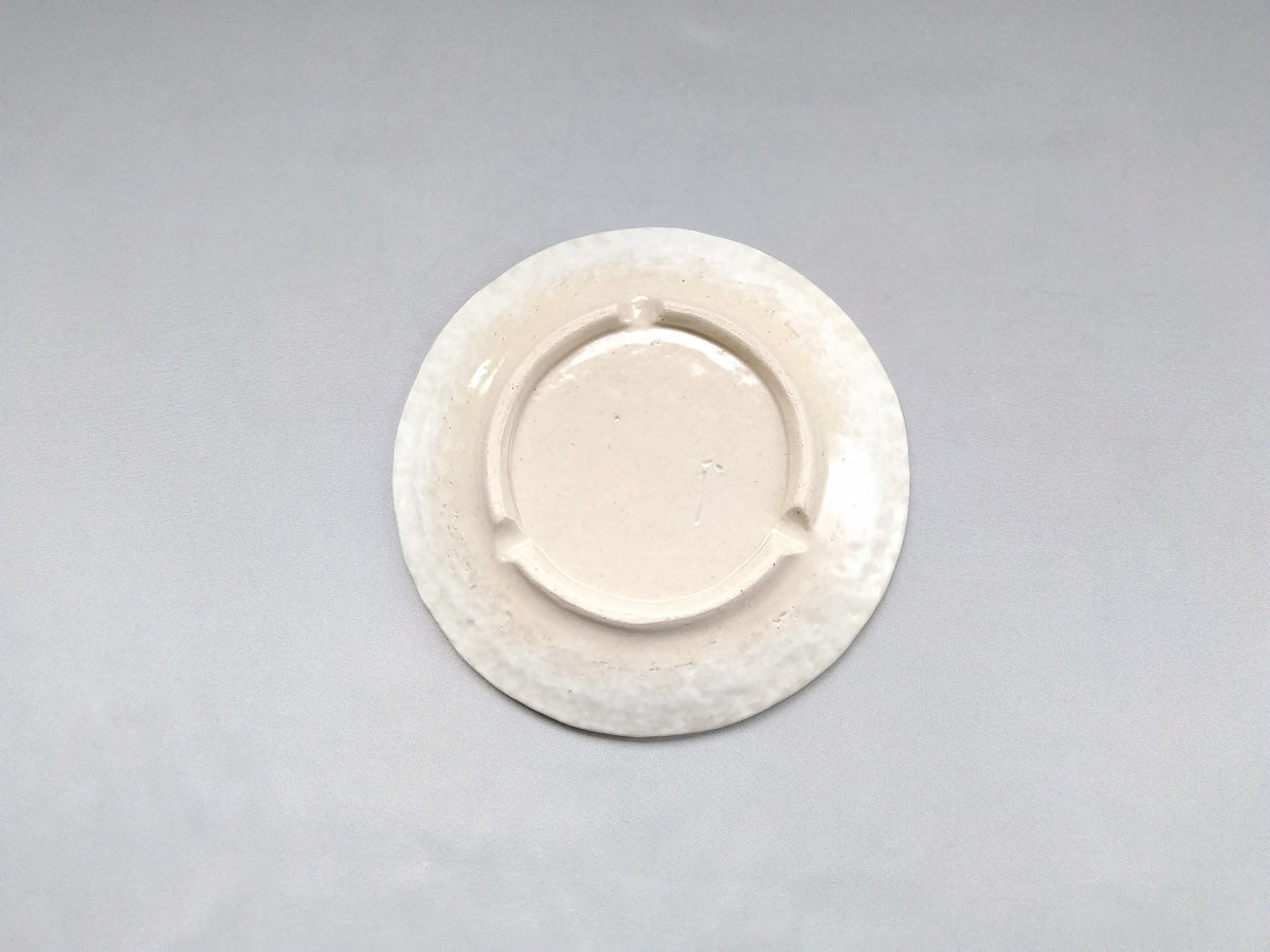 粉引地牡丹5.5寸丸皿 青【加藤芳平】