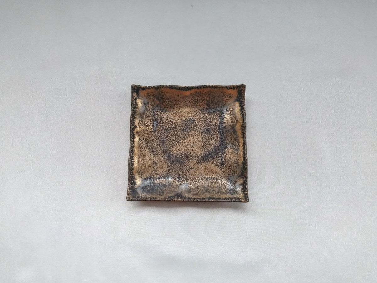 金泥釉角銘々皿 小【喜鶴製陶】