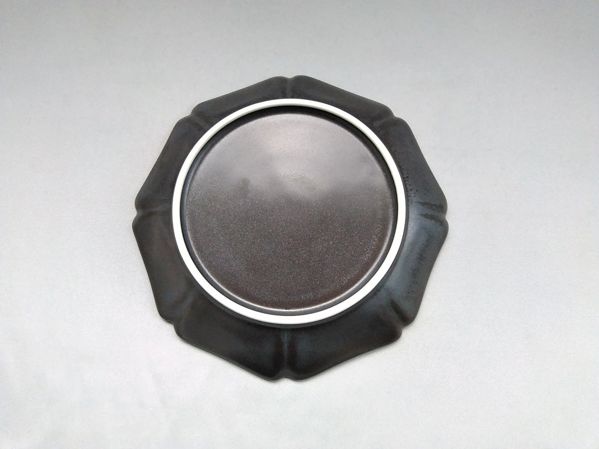黒釉八方7寸皿【陶房青】