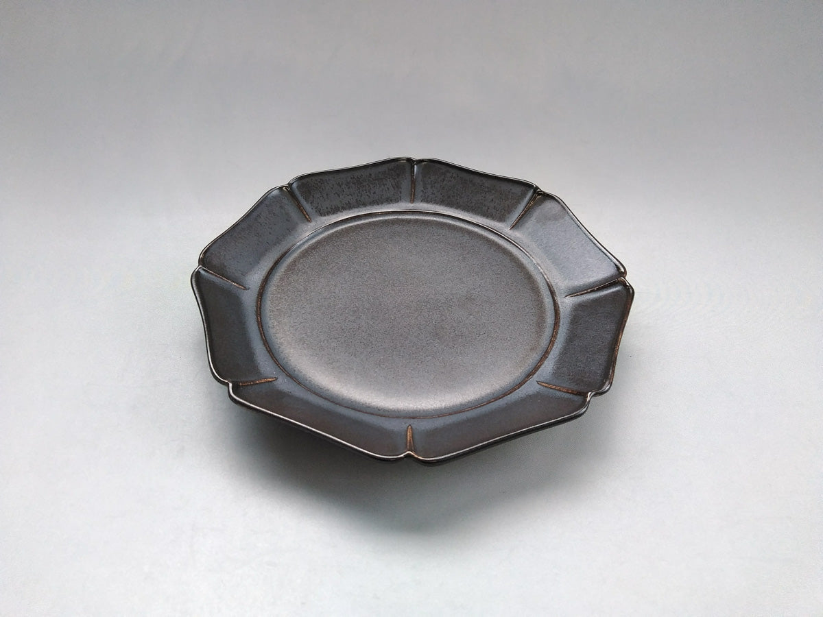黒釉八方7寸皿【陶房青】