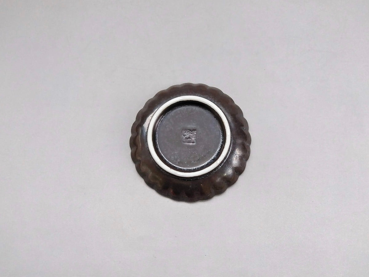 黒柚子銀塗り菊小皿【陶悦窯】