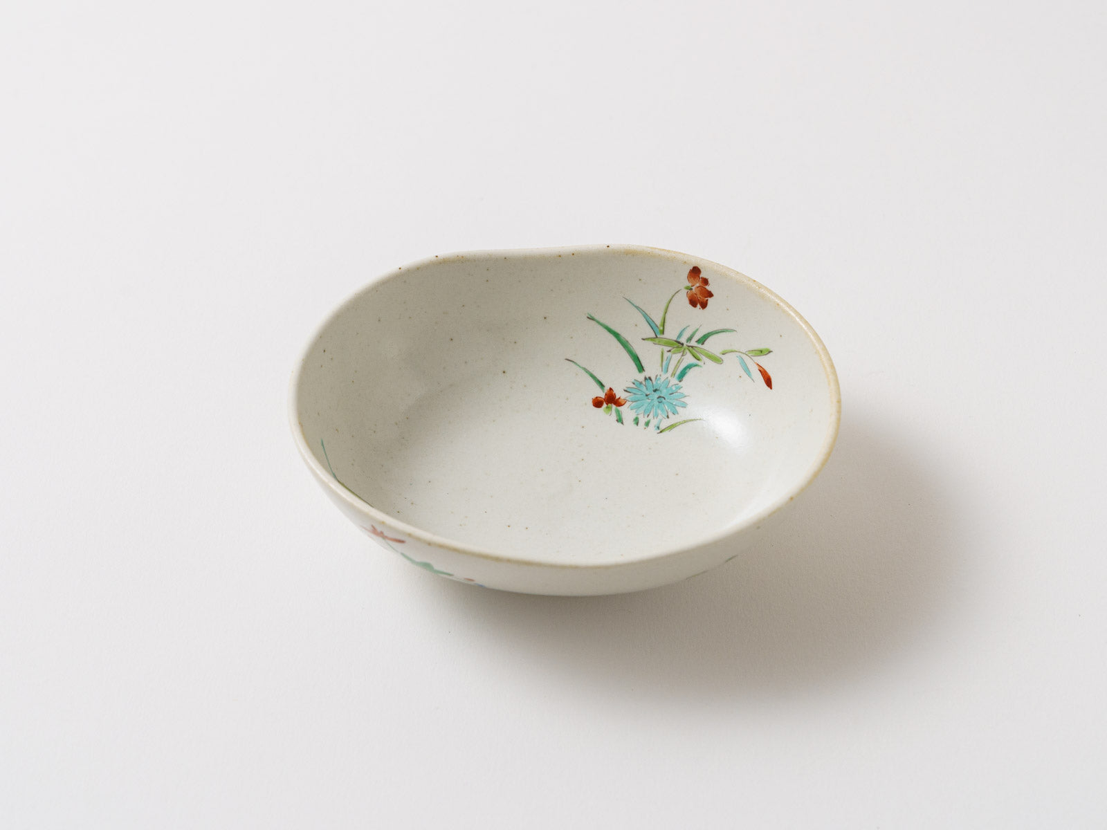繭型小鉢 新李朝釉錦色絵草花【福泉窯】