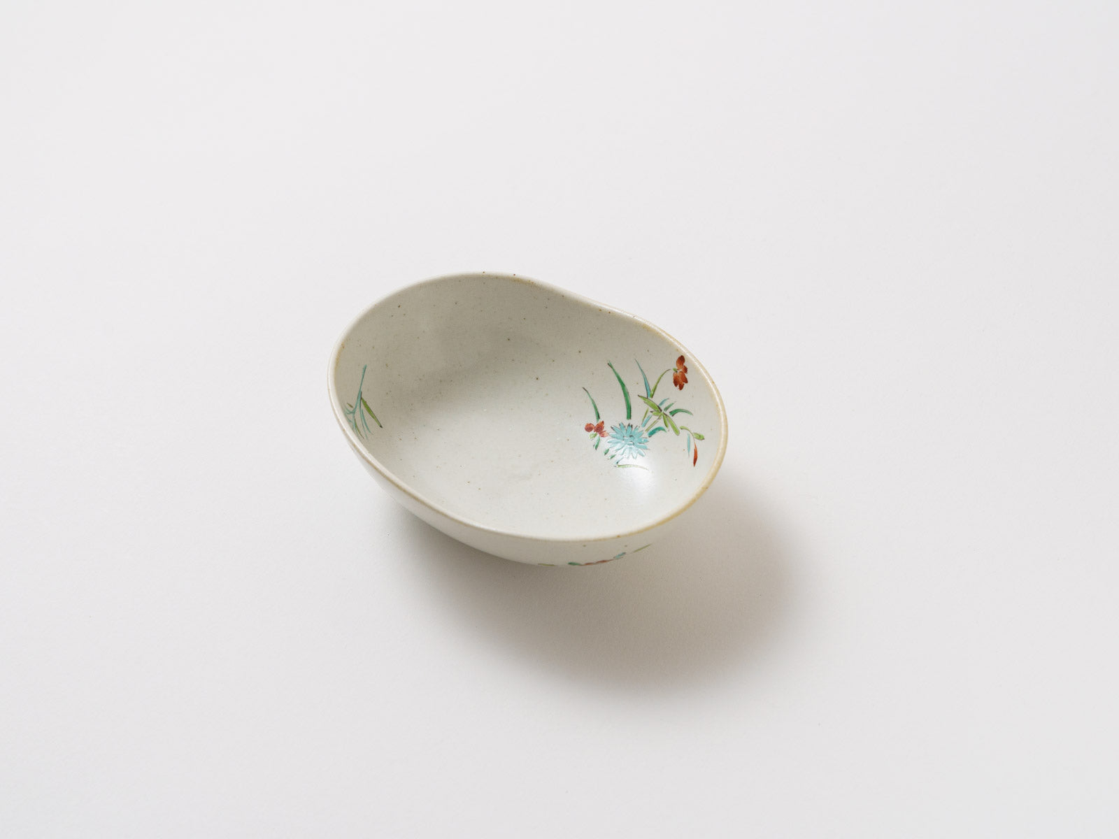 繭型小鉢 新李朝釉錦色絵草花【福泉窯】