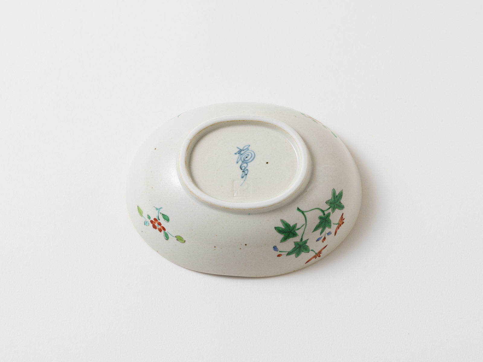 繭型小鉢 新李朝釉錦色絵草花【福泉窯】