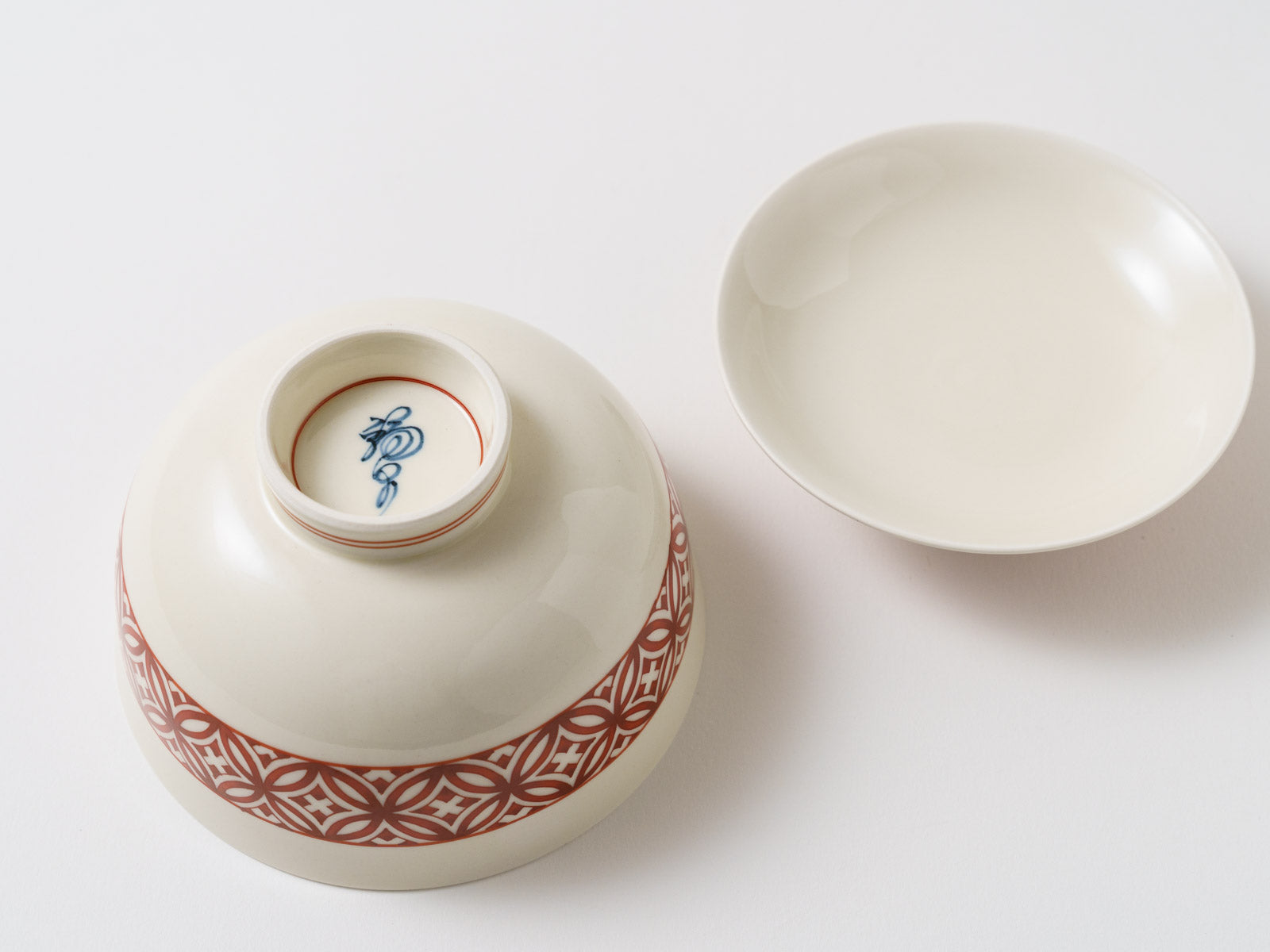 3.7寸高台反蓋物 363古代釉錦帯七宝地紋(酸化)【福泉窯】