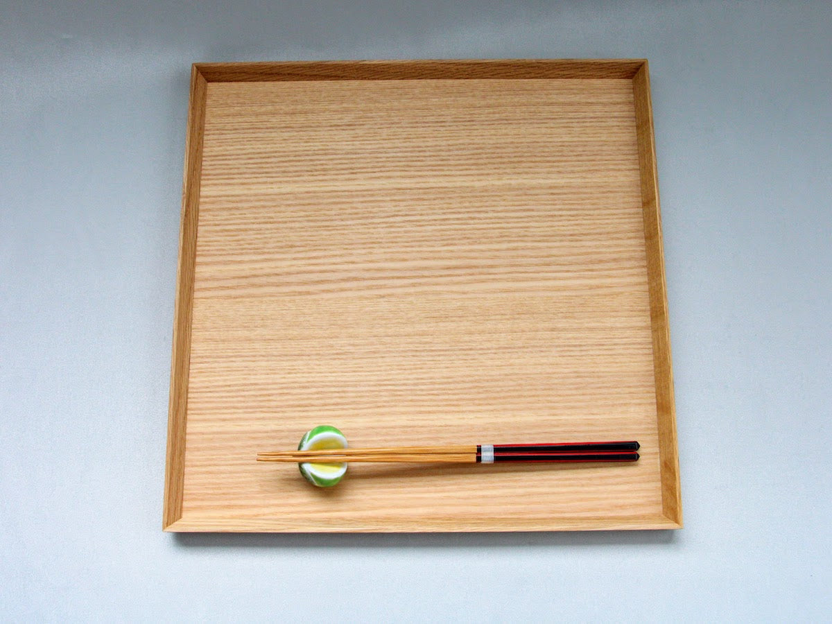 白木塗タモ10.0角盆【松屋漆器】