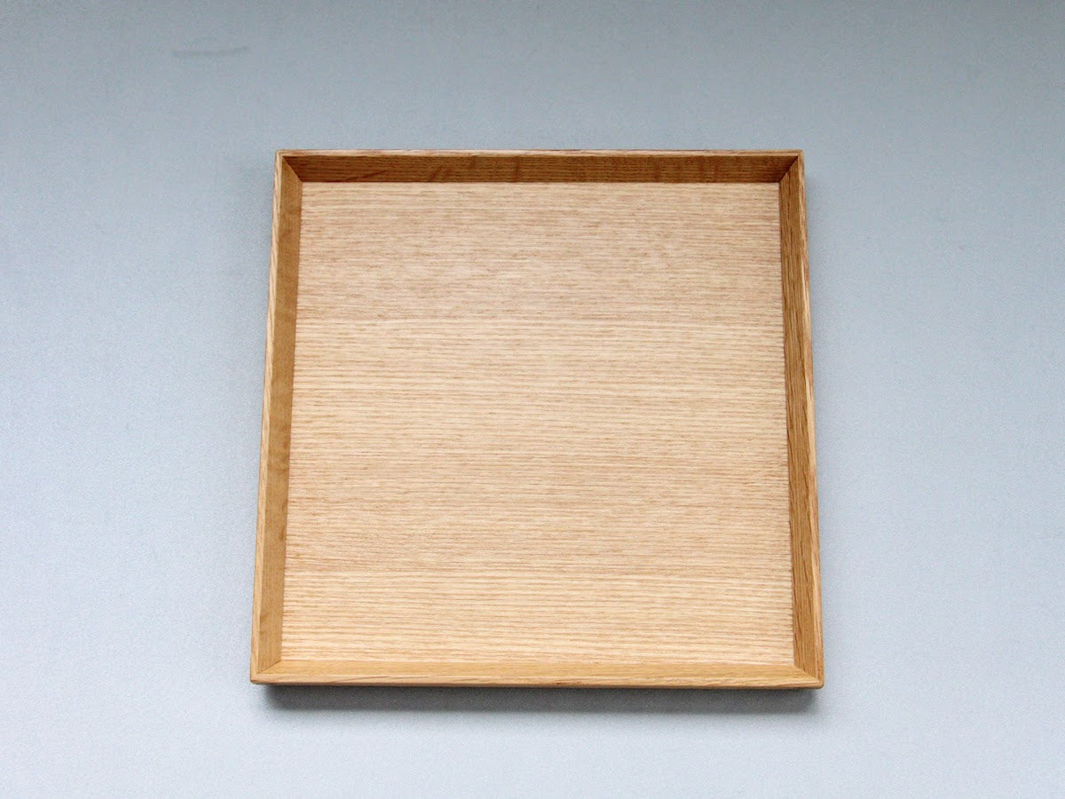 白木塗タモ6.5角盆【松屋漆器】