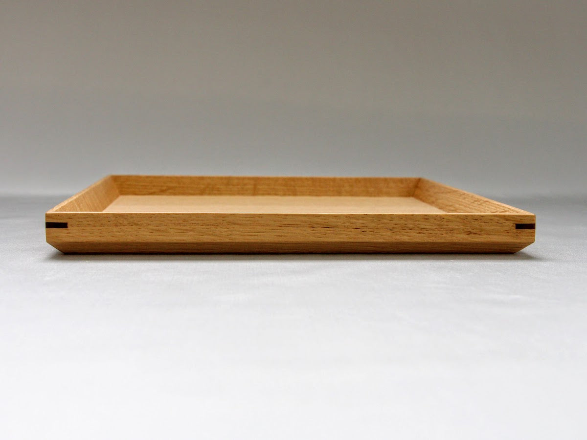 白木塗タモ6.5角盆【松屋漆器】
