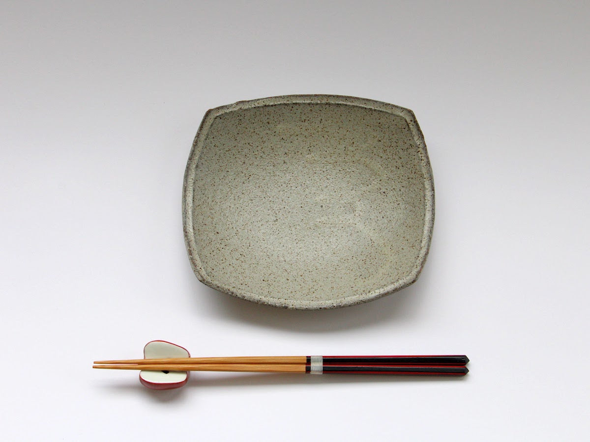 灰釉16cm角皿【村井信幸】