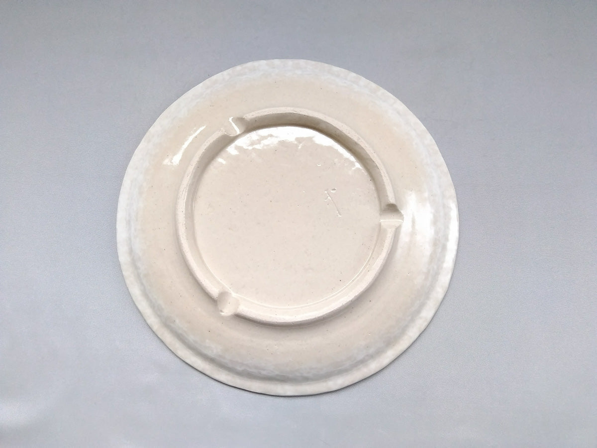 粉引地牡丹7.5寸丸皿 紫【加藤芳平】