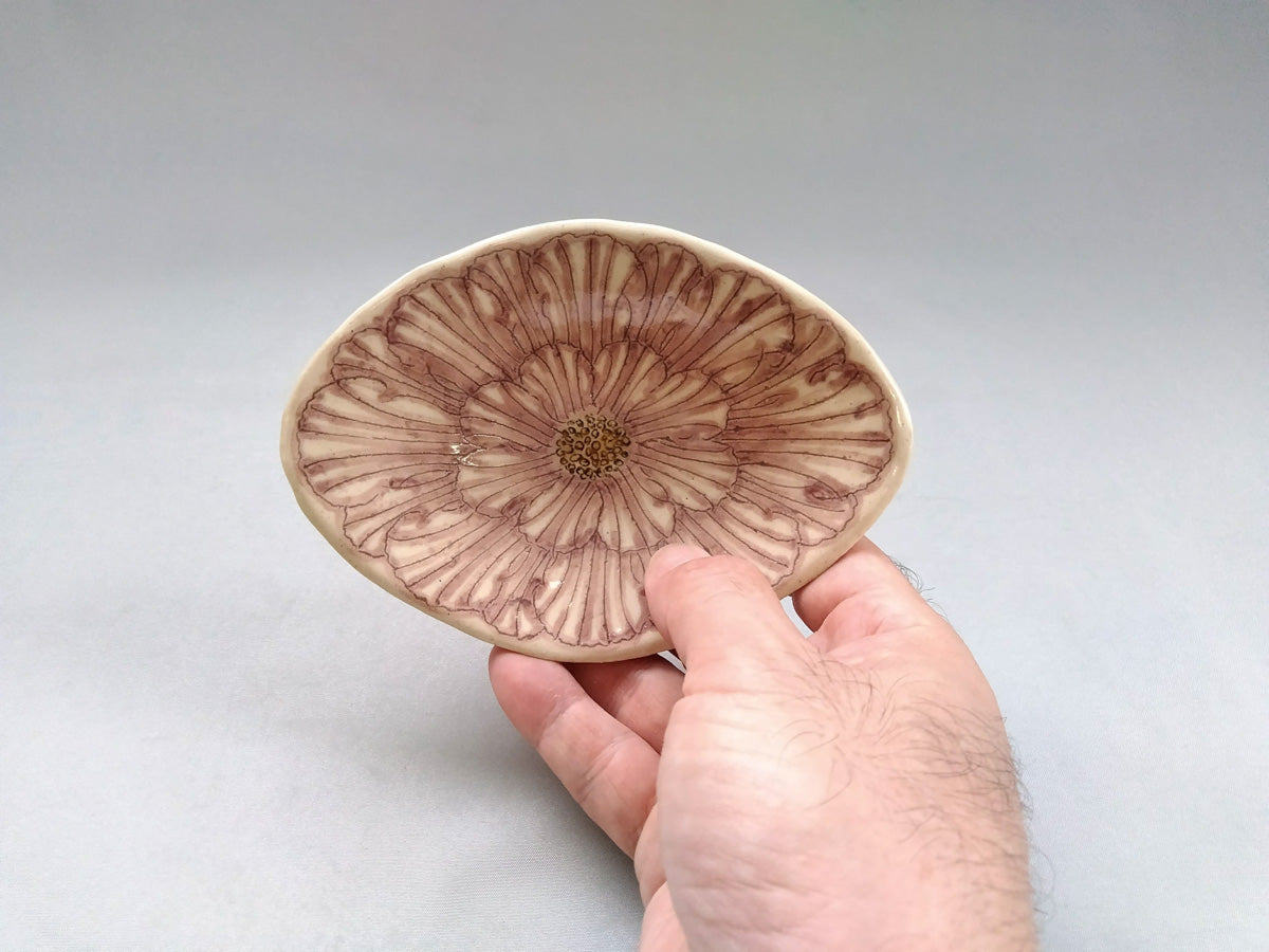 牡丹花菱型小皿 紫【加藤芳平】