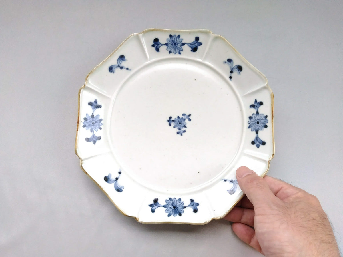 古染花八方7寸皿【陶房青】