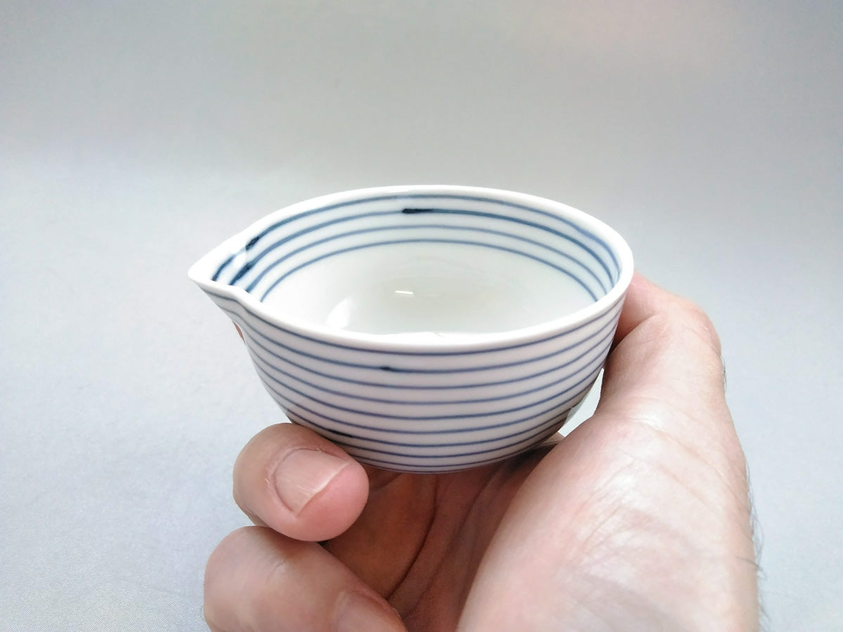 ラインライン片口豆鉢 青【康創窯】