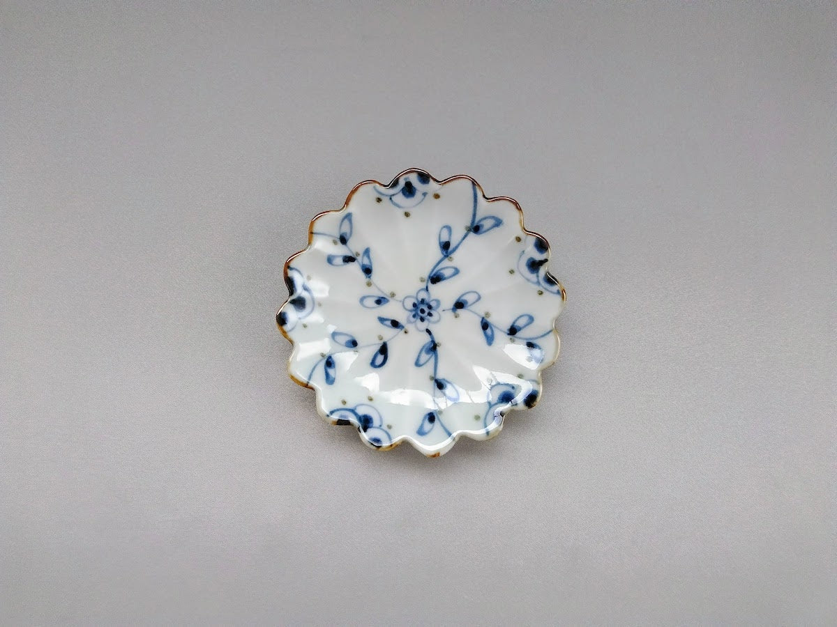 つる花唐草花型手塩皿【徳七窯】