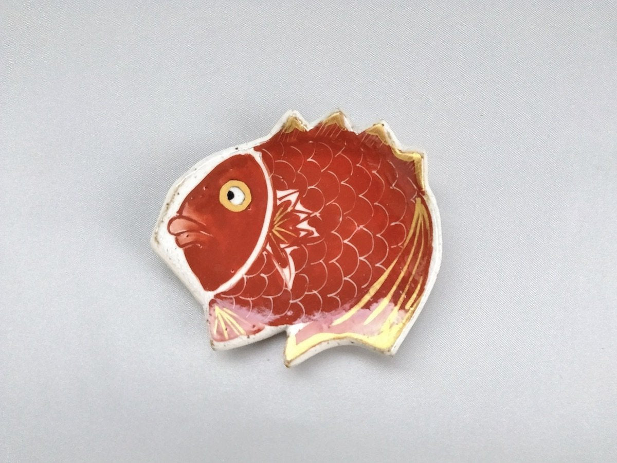 鯛型小皿赤【陶工房楽】