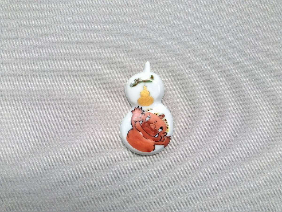 瓢型箸置き 赤鬼【陶工房楽】