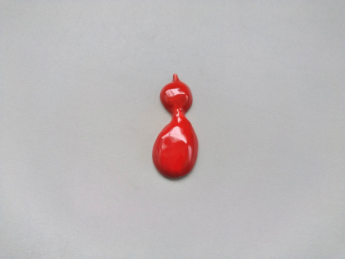 瓢型箸置き 赤【陶工房楽】