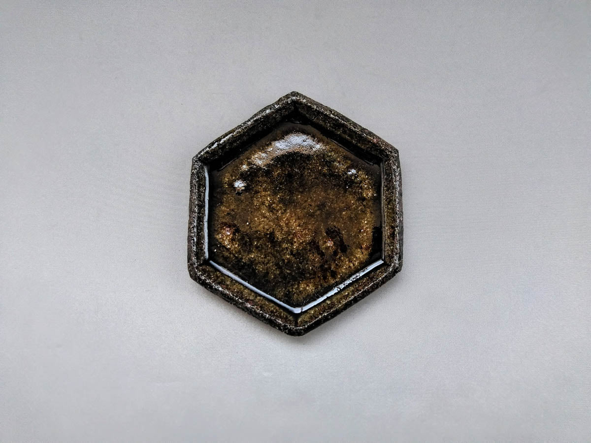 青唐津六角小皿【王天家窯】