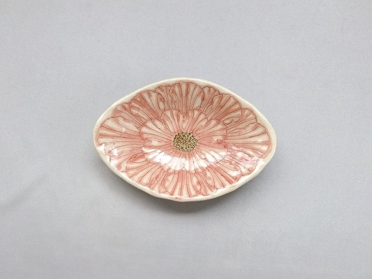 牡丹花菱形小皿赤【加藤芳平】
