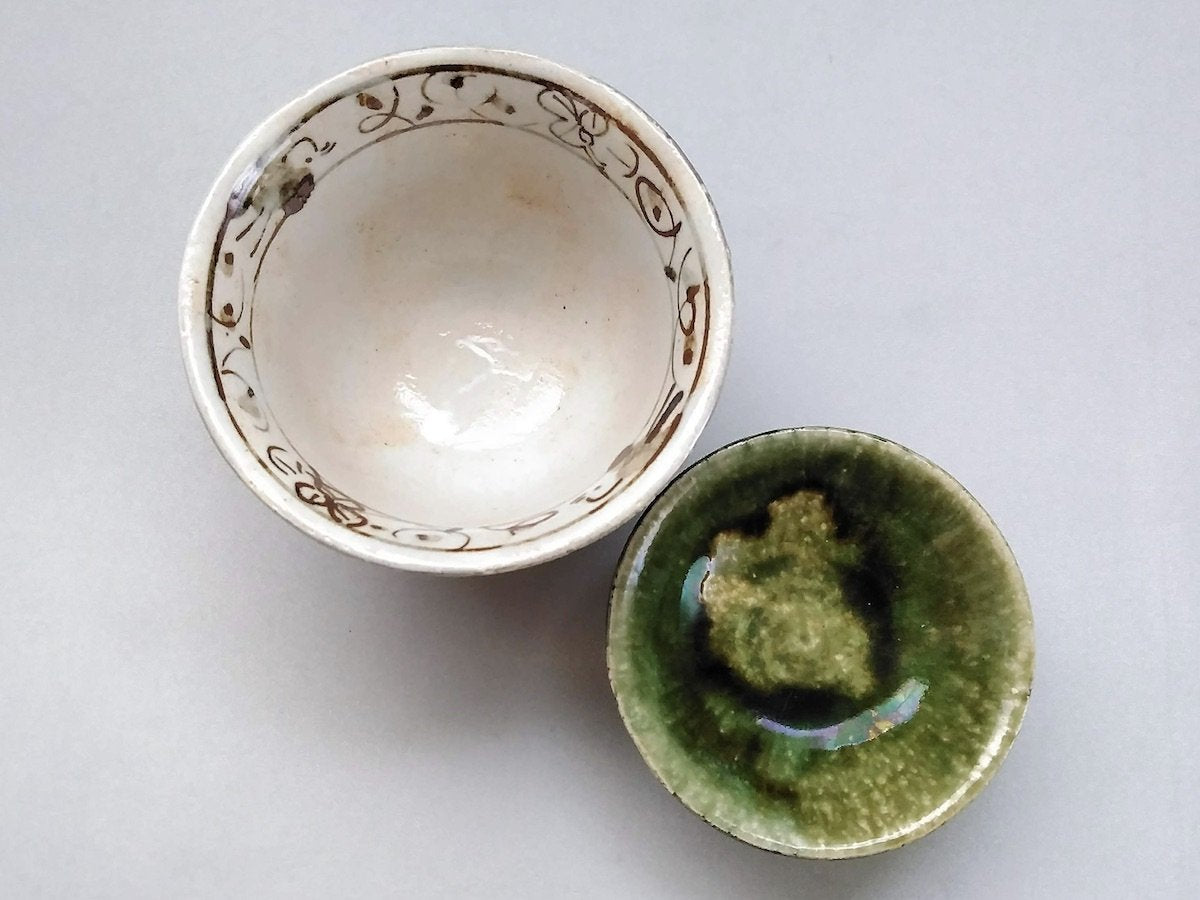 織部渕唐草蓋物【中垣連次】