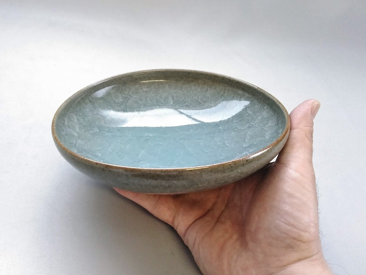 青瓷5.5寸たわみ鉢【木山拓】