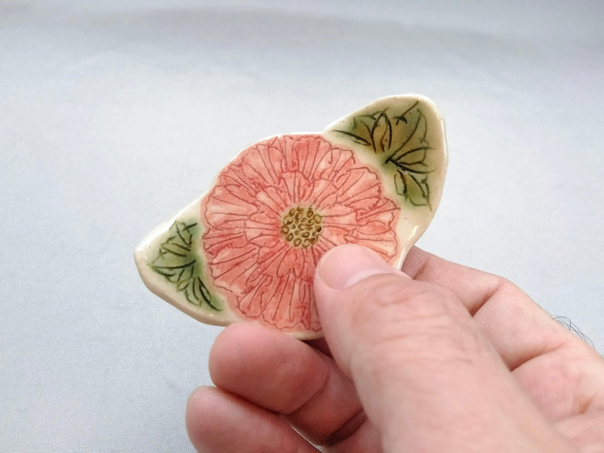 牡丹花箸置き赤【加藤芳平】