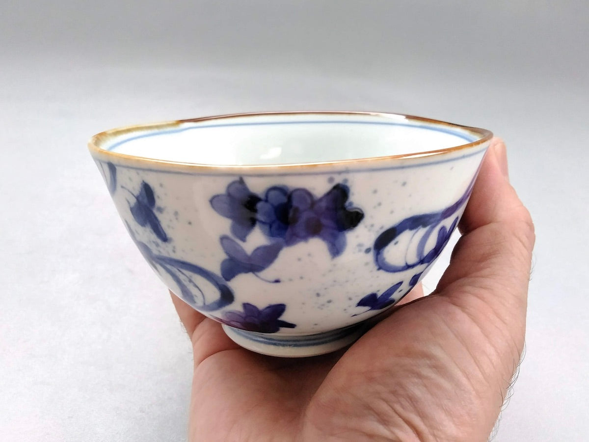 染付流水飯碗大【寛右エ門窯】