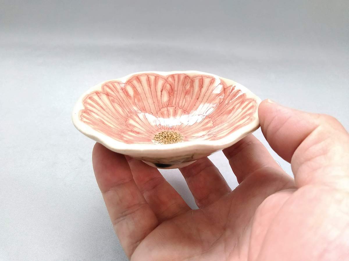 牡丹花輪花豆鉢 赤【加藤芳平】