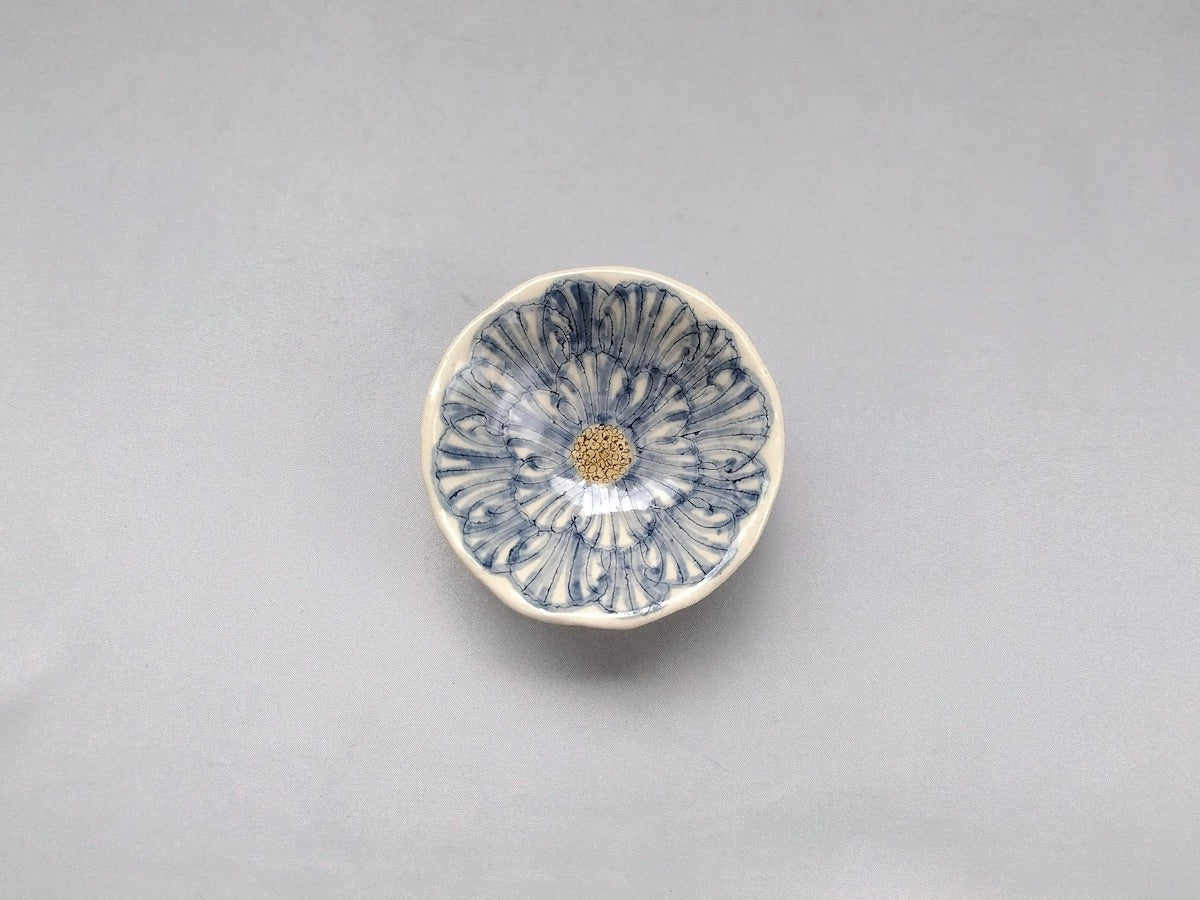 牡丹花輪花豆鉢 青【加藤芳平】